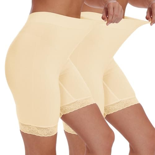 BATHRINS Slip Shorts Seamless Smooth Lace Under Shorts Anti Chafing Underwear for Women Under Dresses - Image 1