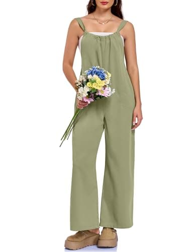 GAMISS One Piece Jumpsuits for Women Casual Overalls Summer Rompers Trendy Jumpers Outfits Travel Clothes Sage Green XL - Image 1