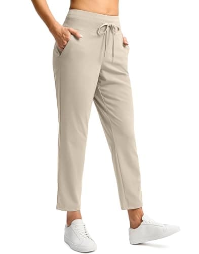 G Gradual Women's Pants High Waisted Golf Pants 2 Deep Pockets 7/8 Workout Pants for Athletic Travel Casual Lounge Work, Dusty White, XX-Large - Image 1