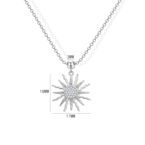 Aohik Sun Pendant Necklace for Women, Platinum Plated Copper Chain with Zirconia, Adjustable Pin Closure, Multi-Style Wear Jewelry Gift - Thumbnail 6
