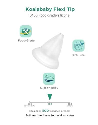 Koalababy Electric Nasal Aspirator for Baby, Large Flow, Baby Nose Sucker with 3 Suction Levels, Rechargeable Nose Cleaner for Toddlers, Music and Light Soothing, Soft Silicone Tips - Thumbnail 4