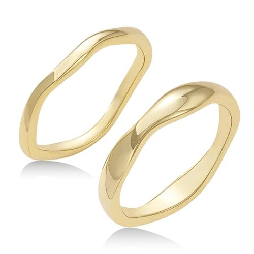 Fimewon 14k Gold Rings for Women Simple Stacking Cute Rings Trendy Gold Jewelry Sister Birthday Gifts Size 6 - Image 1