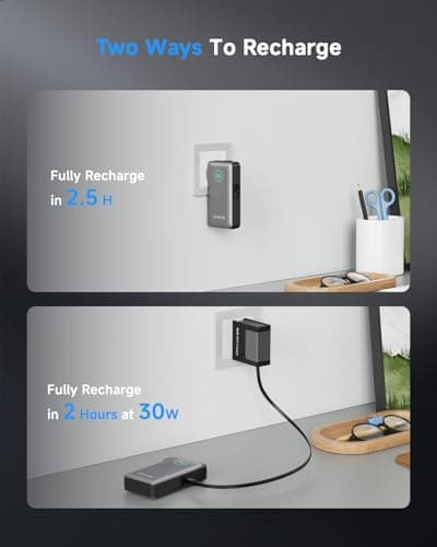 Portable Charger with Built in 25.6in Retractable Cable and Wall Plug, 10000mAh USB C Travel Power Bank, 35W Fast Charging Battery Pack Compatible with iPhone 16 15 14 13 Samsung Android Phone etc - Thumbnail 5