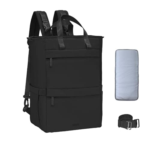 Allovely Diaper Bag Backpack with Changing Pad, Ultra-Lightweight Baby Diaper Bag with Quick Access Back Zipper, Large Capacity Travel Baby Bag Multi-Function Organizer for Mom & Dad (Black)