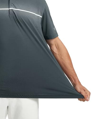 M MAELREG Golf Shirts for Men Dry Fit Moisture Wicking Lightweight Chest Striped Solid Casual Polo Shirts for Men Dark Grey - Thumbnail 6