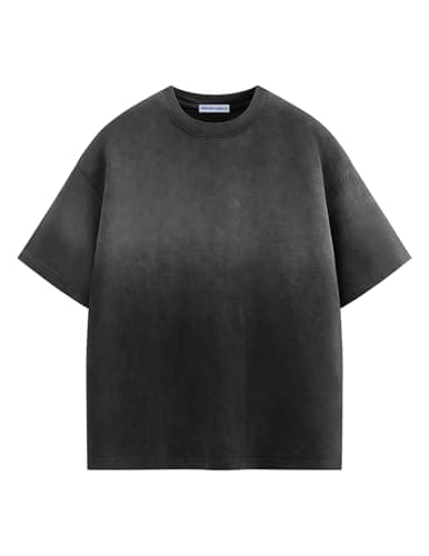 Aelfric Eden Mens Oversized T-Shirts Heavyweight Cotton Gradient Wash Tshirt Loose Fit Short Sleeve Vintage Tees Black X-Small