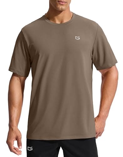 G Gradual Men's Sun Protection Swim Shirt UPF 50+ Rash Guard Short Sleeve Quick Dry Water Hiking Workout Shirts for Men (Taupe,M) - Image 1