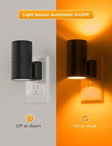 L LOHAS LED Night Light, Amber Nightlight, Dimmable Night Light, Light Sensor, Yellow Nightlight, 0-100LM, Sleep Light for Kids, Soft & Warm Light for Bedroom, Bathroom, 2 Pack - Thumbnail 3