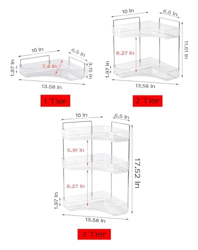 JTIYQ Corner Bathroom Counter Organizer, Vanity Trays for Bathroom, Skincare Makeup Organizer Shelf, Shelf Cosmetics, Toiletries, Lotions, Perfumes (2 Tiers, Clear) - Thumbnail 2