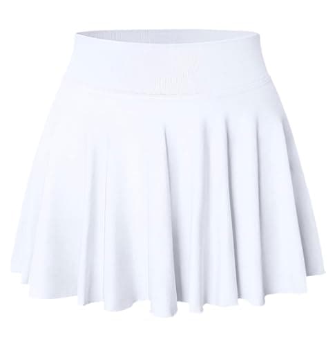 YOAKAKU Pleated Tennis Skater Skirts for Women with Pocket Shorts Flowy Golf Athletic Skort Sports Mini Skirt White - Image 1