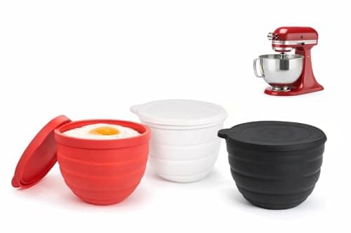 Foldable Silicone Bowl Liners for KitchenAid 5 Qt Tilt-Head Stand Mixers, Odorless & Thicker Mixing Bowl Inserts, Heat/Cold Resistant, Non-Stick & Easy Clean, Dishwasher Safe, 3-Pack Liners with Lids - Image 1