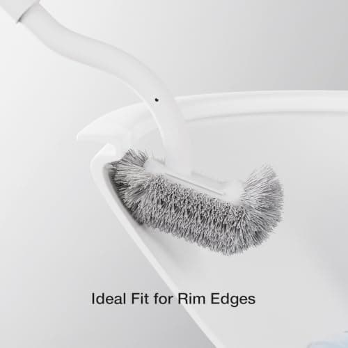Toilet Cleaner Brush, Diveotree Toilet Brush and Holder for Dead Corner Cleaning, Wall Mounted Toilet Bowl Brush for Bathroom Decor, Toilet Scrubber Brush for Home/Hotel (White, Round-1pack) - Thumbnail 3