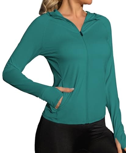 We1Fit Women's Lightweight Sun Protection Hoodie Jacket UPF 50+ Long Sleeve Hiking Outdoor Active Cooling Shirts Teal - Image 1