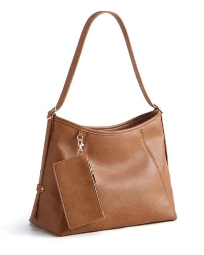 Missnine Hobo Bag for Women PU Leather Purses with Small Pouch, Multi-pocket Crossbody Handbags with Zipper, Ladies Chic Shoulder Bags Comfortable Adjustable Strap Tote Purse,Classic Brown - Image 1