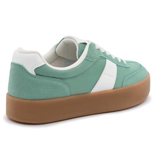 Rihero Platform Sneakers for Women Fashion Retro Green Sneakers Spring Ladies Comfortable Tennis Walking Shoes Size 7 - Thumbnail 4