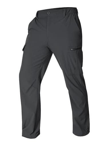 MOURCE Mens Hiking Pants Lightweight Quick Dry - Water Resistant Cargo Pants for Men with Pockets Outdoor Travel, Grey - Image 1