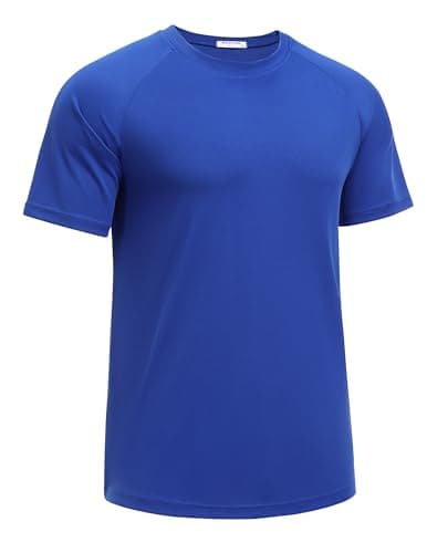 PINSPARK Mens T Shirts Athletic Moisture Wicking Shirts for Men Quick Dry Gym Tshirt Plain Crewneck Casual Blue Tees Men - Image 1