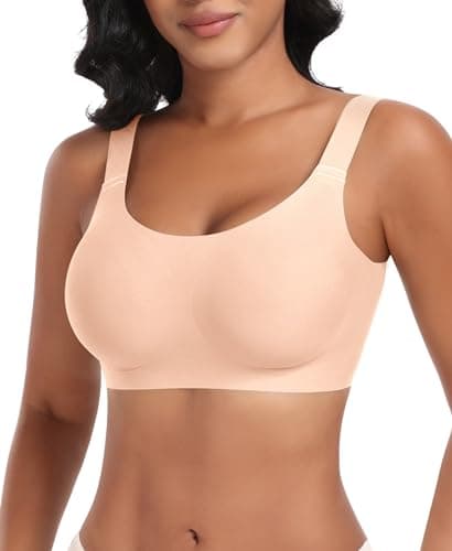Ganado Seamless Wireless Bras for Women Full Coverage No Underwire Supportive Bras Padded T Shirt Bra Comfort Bralette (Nude, Small) - Thumbnail 2