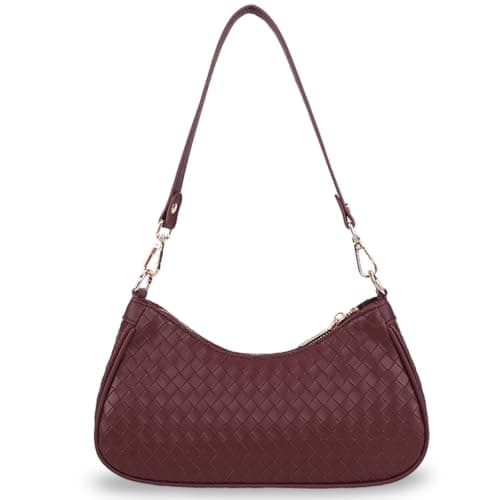 U+U Woven Leather Shoulder Bag for Women, Small Hobo Handbags Retro Purse - Image 1