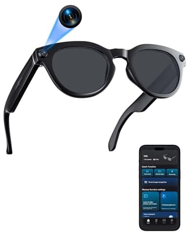 Orpnkna AI Smart Glasses with 8MP Camera, Continuous 12-Min 1200P Video Recording, Real-Time Translation & Voice Assistant, Open-Ear Bluetooth Audio for Vlogging, Travel & Meetings
