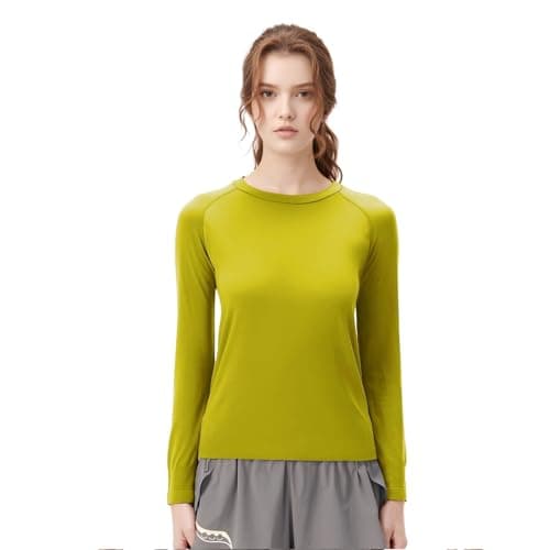 gyprprer Outdoor Merino Wool Quick Drying Women's Hiking T-Shirt Crewneck Long Sleeve Thick 300gyellow m - Image 1