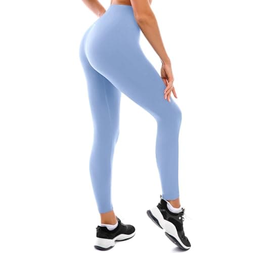 Fawarior High Waisted Leggings for Women, Buttery Soft Workout Yoga Leggings Light Blue SM - Image 1