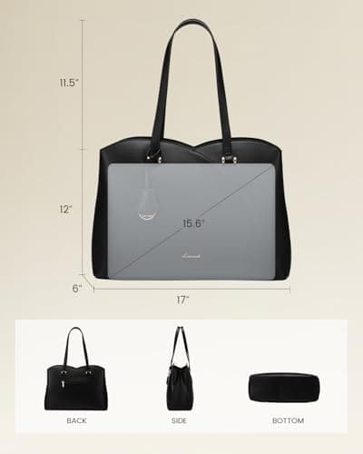LOVEVOOK Laptop Tote Bag for Women, Work Bags Laptop Bag Teacher Tote Bag, Leather Computer Bag Large Purses Handbag Professional Briefcase, Black, Fits 15.6 Inch Laptop, Black - Thumbnail 5