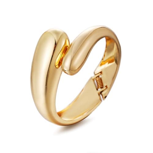 GREICHFAN Golden Chunky Waterdrop Bangle Bracelets Minimalist Bracelets Bangle for Women - Image 1
