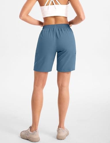 Cyasundent Women's 7" Hiking Cargo Shorts Lightweight Stretch Quick Dry Athletic Golf Summer Bermuda Shorts for Women (Blue_S) - Thumbnail 2