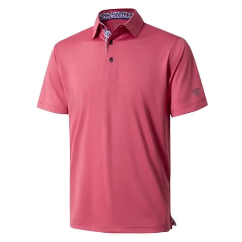 M MAELREG Polo Shirts for Men Short Sleeve Performance Moisture Wicking Quick Dry Casual Collared Men’s Polo Shirts Cranberry - Image 1