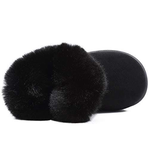 KEESKY Boots for Baby Boys Black Suede Fur Lined Warm Winter Shoes Size 6 M Toddler - Thumbnail 3