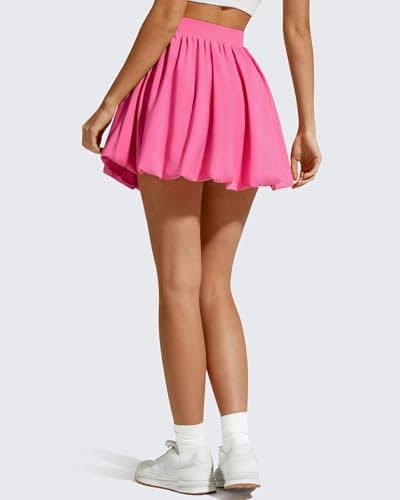 G4Free Golf Skorts for Women Summer Tennis Skirt with Shorts Ruffled Hem Workout Skirts with Pockets Athletic Picklebal(Rose Pink,M) - Thumbnail 6