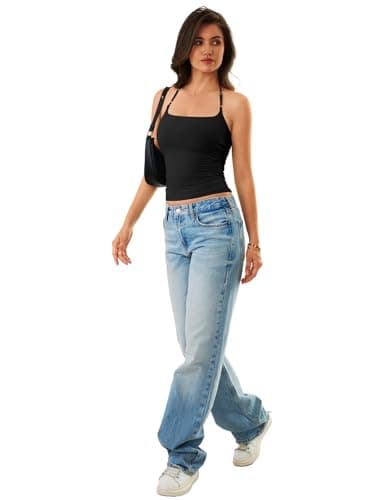 GKBK Women's Halter Tank Top Backless Double Lined Y2k Trendy Going Out Sexy Summer Camisole Crop Tops 2026 Black M - Thumbnail 6