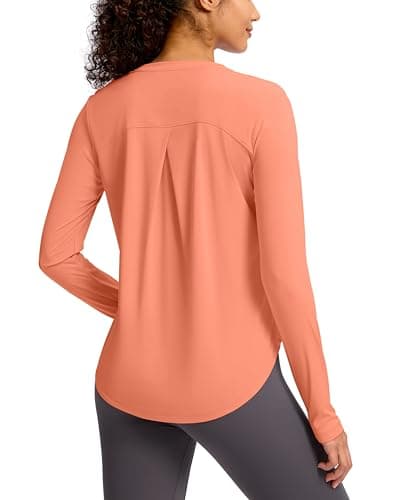 Soothfeel Women's UPF 50+ Sun Shirts Long Sleeve SPF UV Protection Rash Guard Lightweight Quick Dry Hiking Workout Tops Orange_pinkM - Image 1