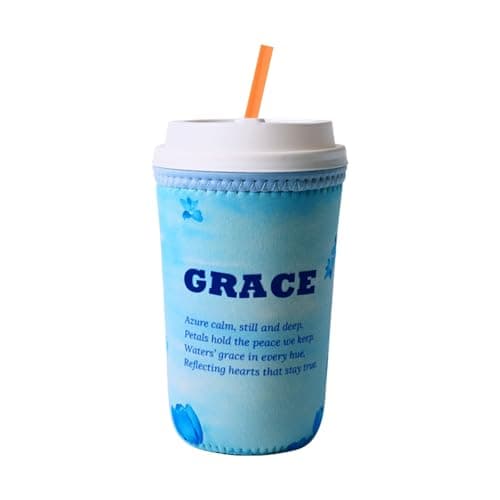 josake Iced Coffee Sleeve - Reusable Insulated Neoprene Cup Sleeve for Cold Drinks Keeps Drinks Cold & Hands Dry, Fit Most Standard Tumblers (Blue Radiance, medium：22-24oz)