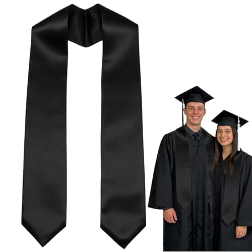 Oeyliz Graduation Stole Class of 2026 Stoles for Graduation 2026 Unisex Adults Blank Graduations Stole 72 Inch Plain Black Graduations Stoles - Image 1