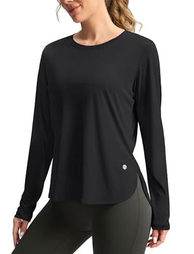Women's Sun Shirts UPF 50+ Long Sleeve UV Protection Shirt Lightweight Quick Dry Workout Hiking Tops for Women(Black,XL) - Image 1