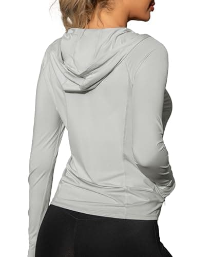 We1Fit Women's Lightweight UPF 50+ Sun Protection Shirt Hoodie Long Sleeve Hiking Outdoor Camping Jacket Grey - Thumbnail 2