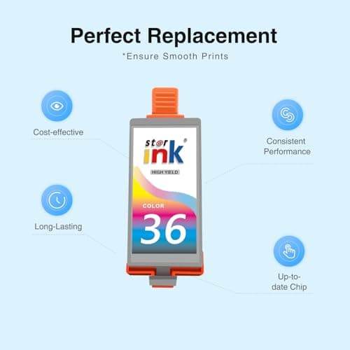 15 Pack PGI-35 CLI-36 Ink Cartridge Replacement for Canon TR150 TR160 Ink Cartridge Compatible for Canon 35 36 Ink Cartridges Work with TR150 TR160 iP110 iP100 Mini260 Mini320 Printer-(10 Bk+ 5 Tric) - Thumbnail 3