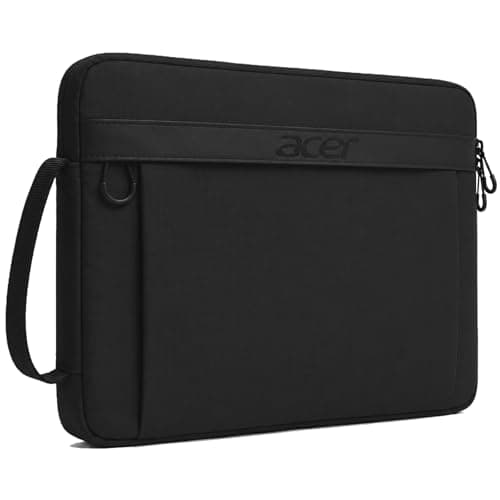 Acer Laptop Sleeve Case for 13.3-14 inch Laptops, Slim Protective Computer Sleeve with Hidden Zipper Pocket, Soft Plush Bubble Padding, Side Handle and Luggage Strap, Travel Laptop Bag, Black - Image 1