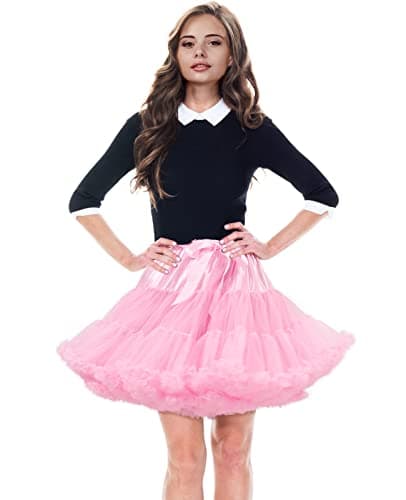 PrettyQueen Women's Tulle Petticoat 3-Layered Puffy Tutu Skirt Crinoline Underskirts for Cosplay Party Dress (Pink) - Thumbnail 2