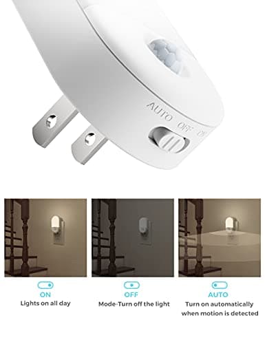 L LOHAS LED Motion Sensor Night Light, [2 Pack] Motion Activated Night Light, Daylight White, Adjustable Brightness, Motion Sensor Light Indoor Plug in for Nursery, Kids, Bedroom, Bathroom Nightlight - Thumbnail 4