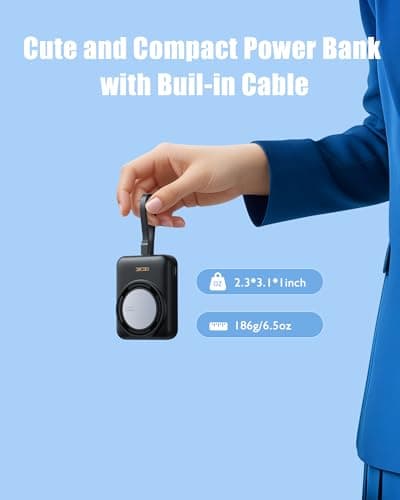 Qecvec Magnetic Portable Charger 10000mAh, Wireless Power Bank, 22.6W Fast Charging Power Bank, Compatible with iPhone Series, Android Devices, Compact and Lightweight for Short Travel-Black - Thumbnail 3
