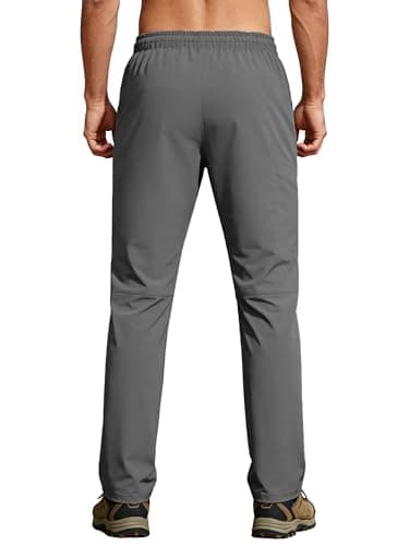 Mens Hiking Pants Sweatpants with 2 Zipper Pockets Waterproof Quick Dry Lightweight UPF 50+ Cargo Elastic Waist Drawsting Casual Work Athletic Gym Workout Grey S - Thumbnail 4