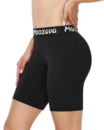 Moozava Volleyball Shorts Womens - 3"/5"/8" Compression Spandex Shorts for Women Biker Workout Yoga Athletic Running Black 2XL - Image 1