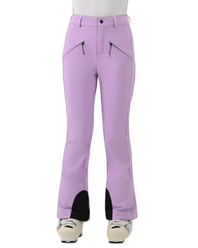 HIGH EXPERIENCE Womens Ski Pants Slim Fit Snow Fleece Lined Snowboard Soft Shell Fitted Insulated Waterproof Windproof Warm (Light Purple, Large) - Image 1