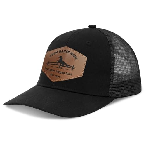QSANQEN Custom Leather Pattern Trucker Hat Adjustable Personalized Carve Leather Patch Baseball Cap for Men & Women - Thumbnail 5