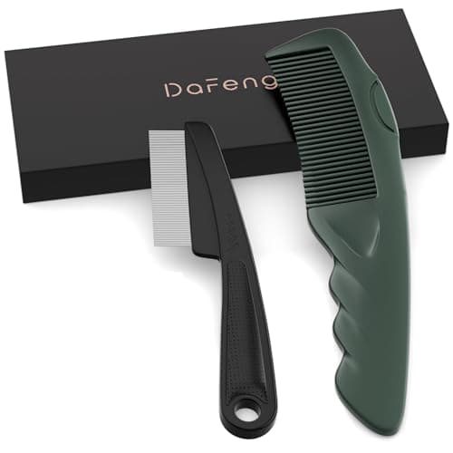 Dafeng Dandruff Comb 2PC Upgraded Fine Tooth Scalp Detox Comb Sweep & Massage Lice Stainless Steel Scalp Detoxing Hair Brush Tool Hair Care for Women, Men & Kids (Green) - Image 1