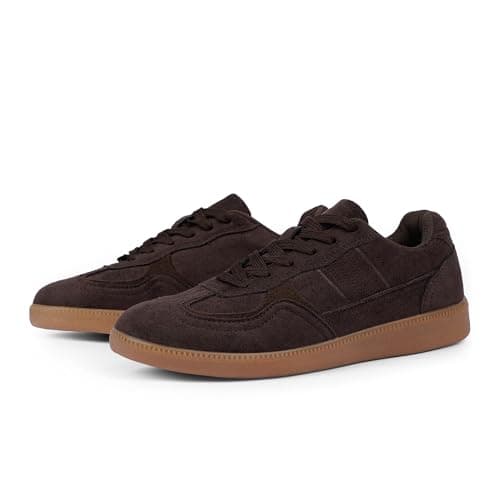 Tigeridea Womens Sneakers Flat Lace up Suede Chocolate Fashion Sneakers for Women Rounded Toe Comfortable Tennis Shoes Women Summer Caudal Shoes Women Size 11 - Thumbnail 5