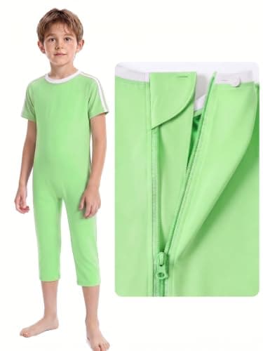 Anti-Removal Adaptive Bodysuit, Back-Zip One-Piece Care Jumpsuit, Tear-Resistant & Soft Stretch Fabric for Daily Support (Purple, 7-8)